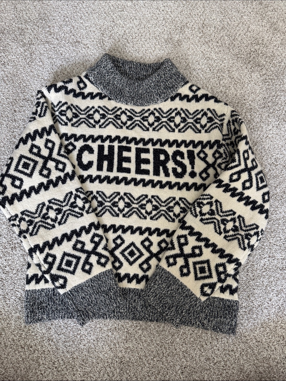 a new day Black and Cream 'CHEERS!' Patterned Turtleneck Sweater